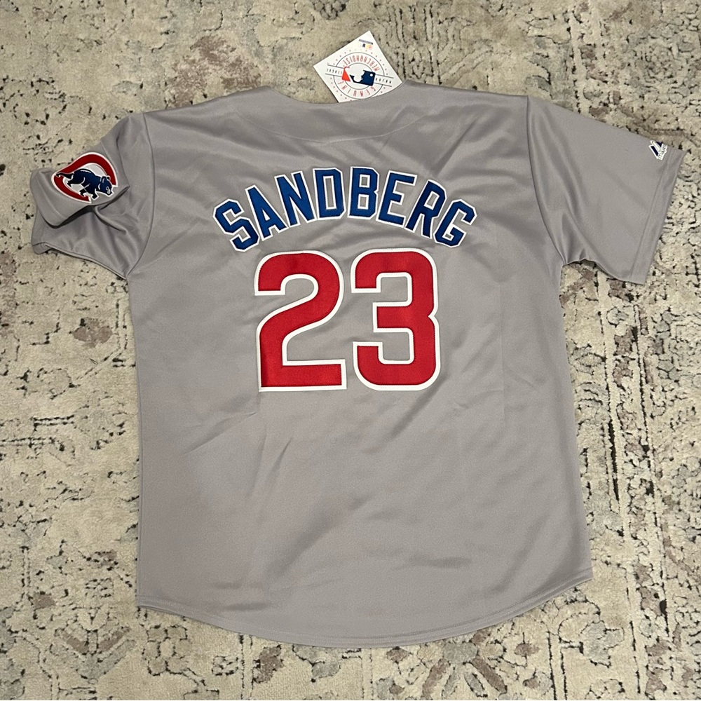 Majestic Authentic Chicago Cubs Ryne Sandberg #23 Gray MLB Jersey Men’s Sz XL - Picture 1 of 7